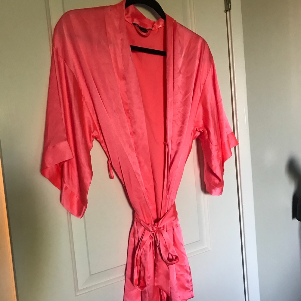 Victoria’s Secret silk robe in hot pink